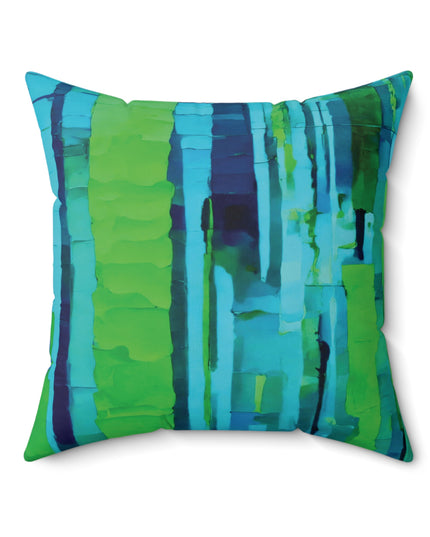 Striped Blue Green 20" x 20" Faux Suede Square Pillow