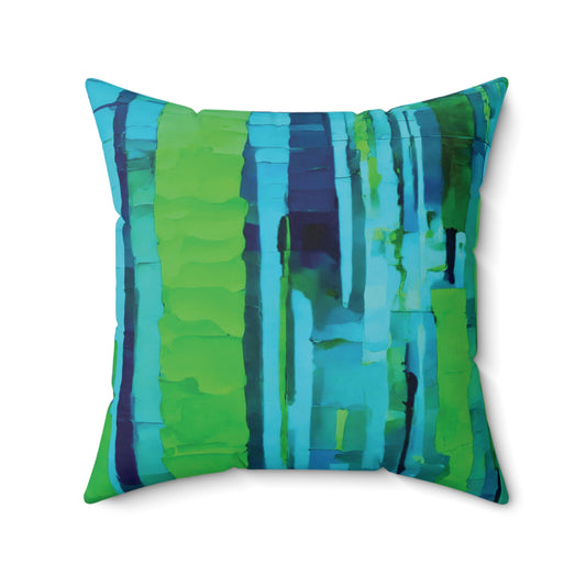 Striped Blue Green 20" x 20" Faux Suede Square Pillow