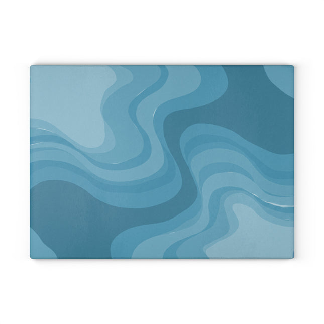 Sky Blue Wavey Glass Cutting Board, 11" x 15"