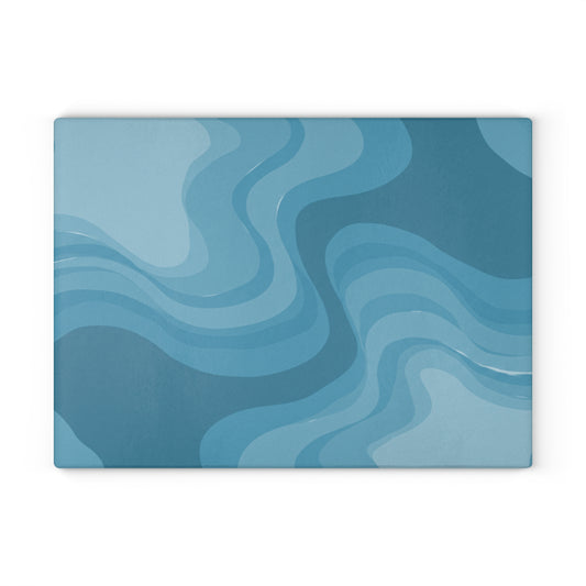 Sky Blue Wavey Glass Cutting Board, 11" x 15"