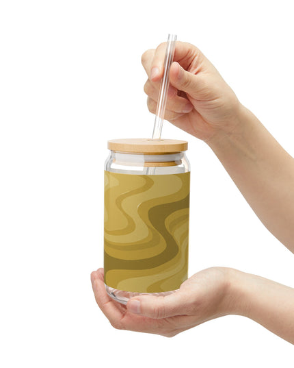 Brown Wavey Sipper Glass, 16oz