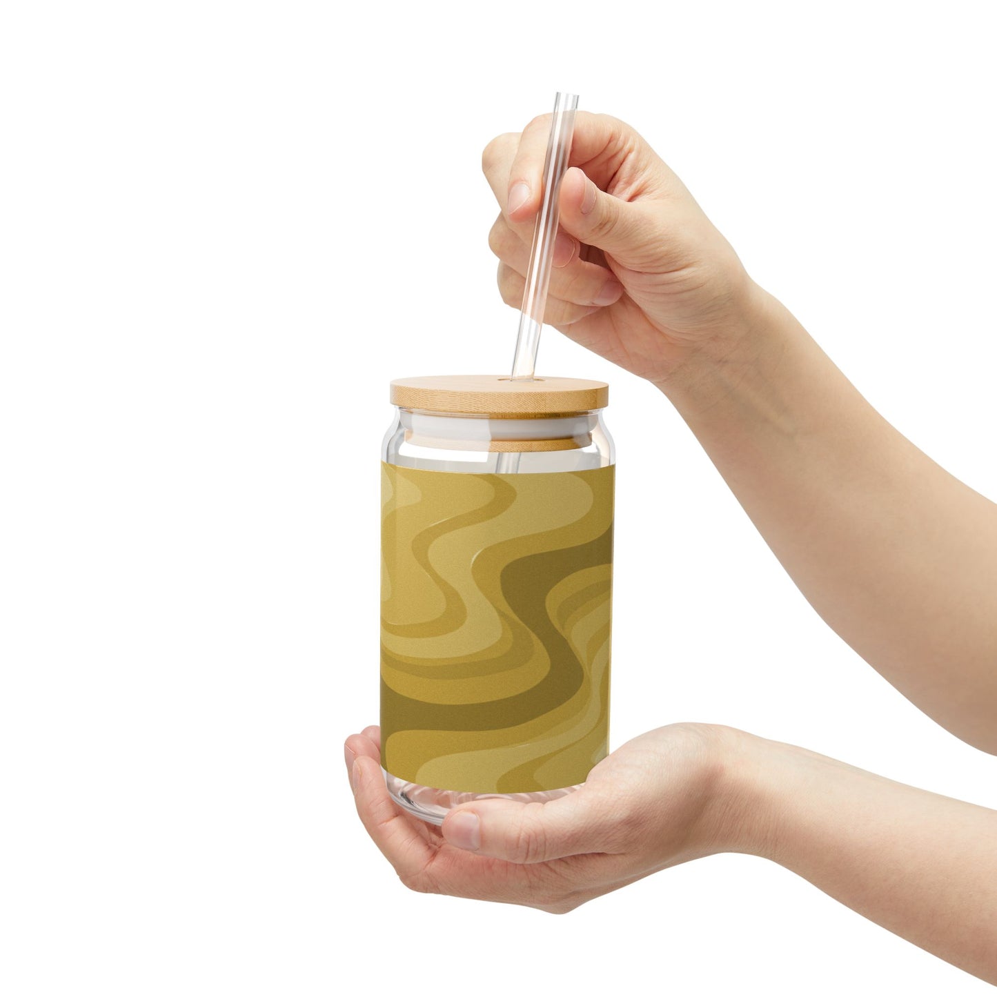 Brown Wavey Sipper Glass, 16oz