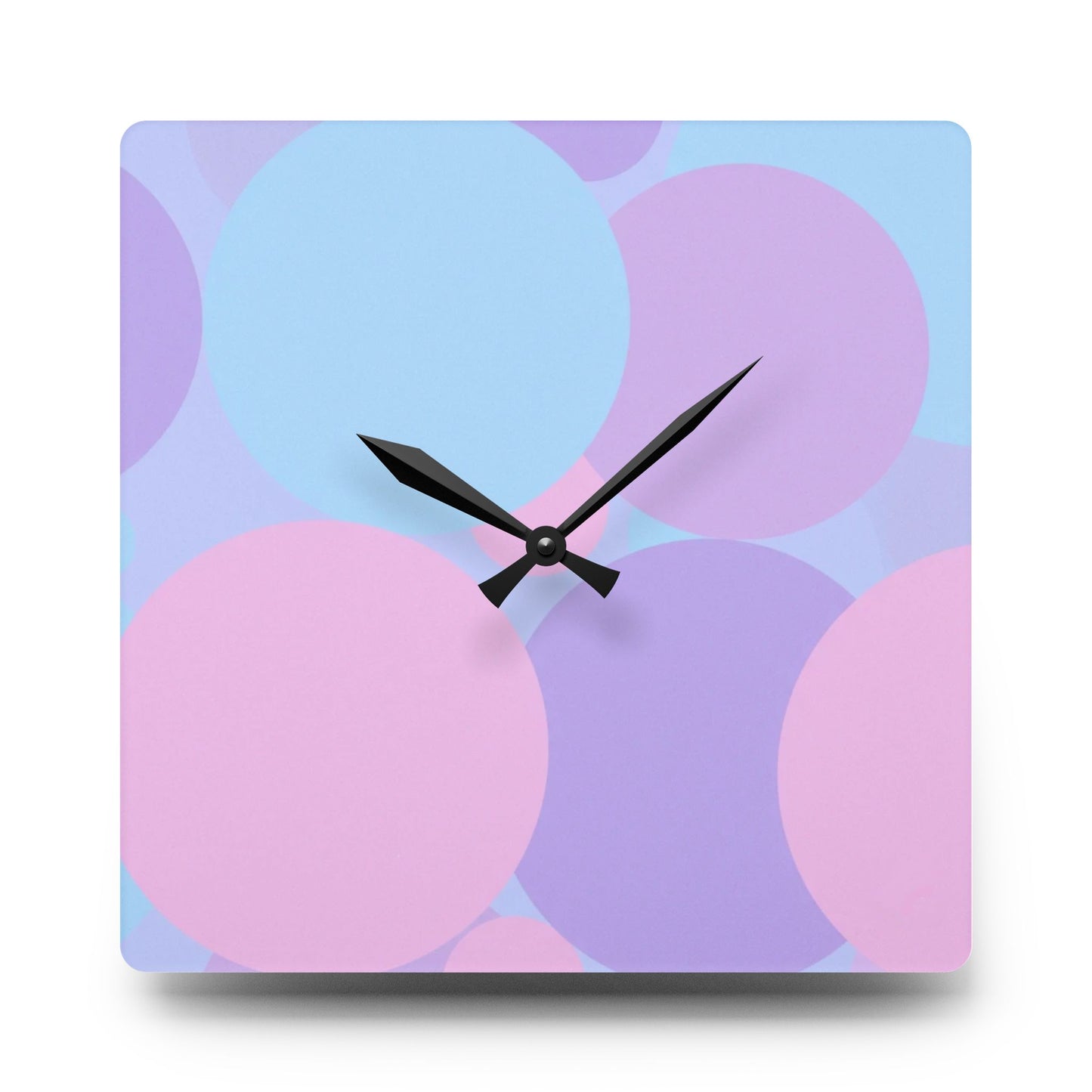 Pastel Purple and Mauve Patches Acrylic Wall Clock, Round or Square, 10.75" x 10.75"