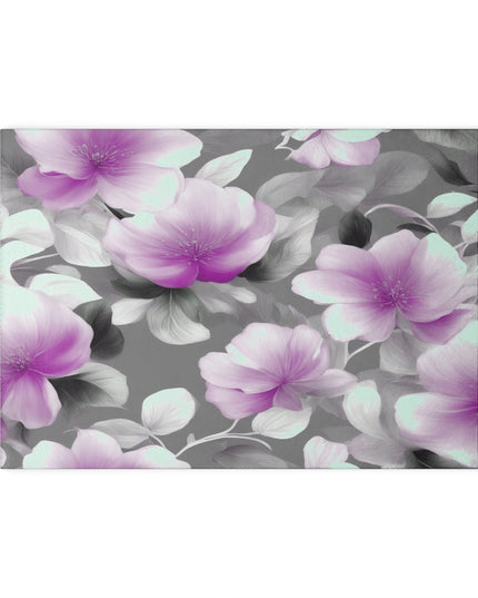 Purple Blossom Floral Bunch Glass Cutting Board, 8" x 11"