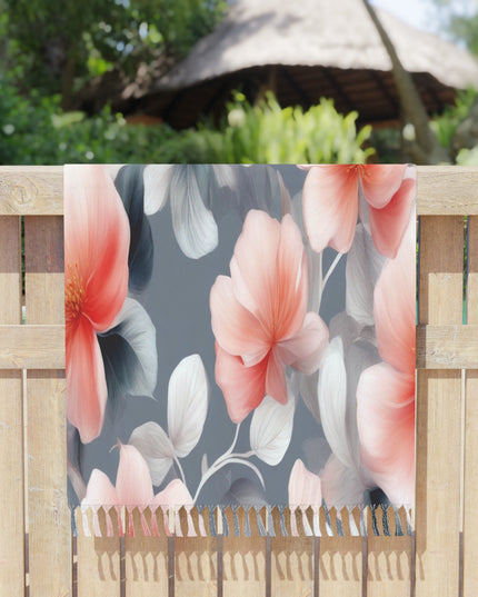 Red Blossom Floral Bunch 38" × 81" Boho Beach Cloth