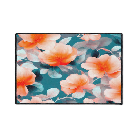 Orange Blossom Floral Bunch Heavy Duty Floor Mat, 18" x 27"