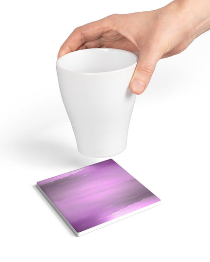 Dark Pink Sea Amethyst Fog 4" x 4" Square Ceramic Coaster