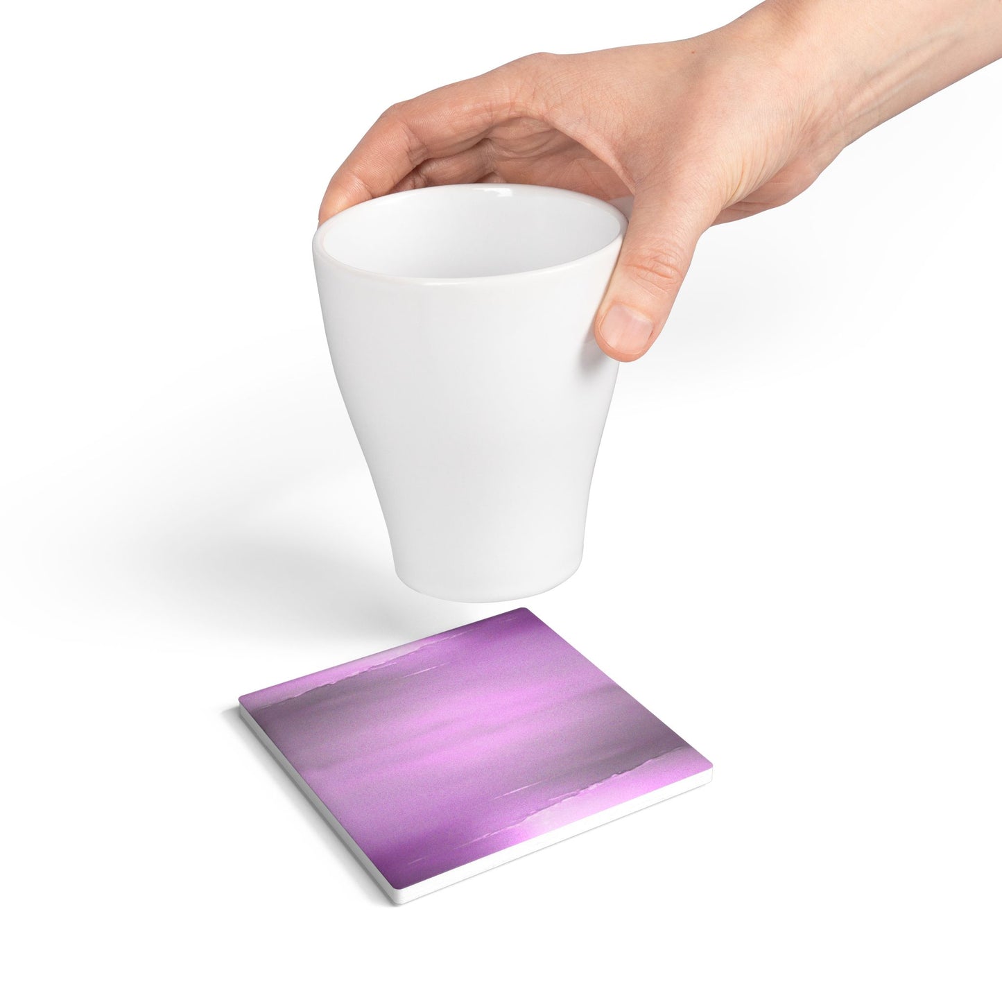 Dark Pink Sea Amethyst Fog 4" x 4" Square Ceramic Coaster