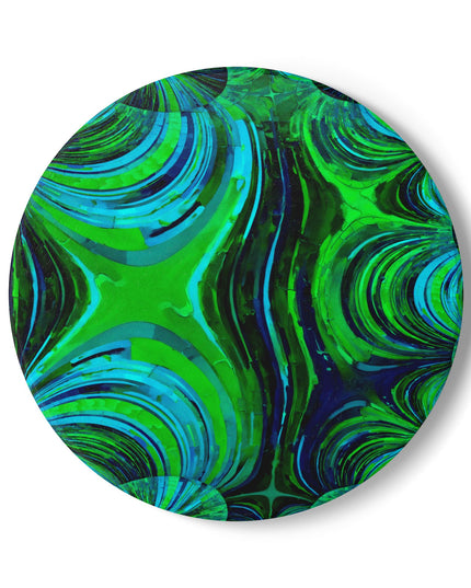 Uzi Spiral Blue Green 4" x 4" Round Ceramic Coaster