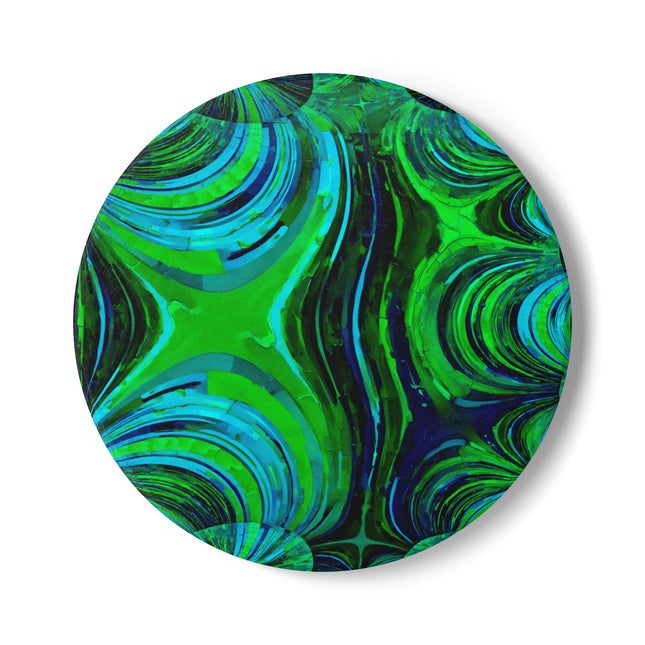 Uzi Spiral Blue Green 4" x 4" Round Ceramic Coaster
