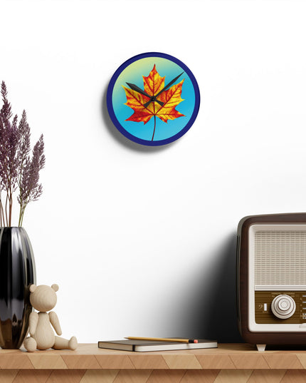 Alpha Maple Leaf Acrylic Round Wall Clock, 8" x 8"