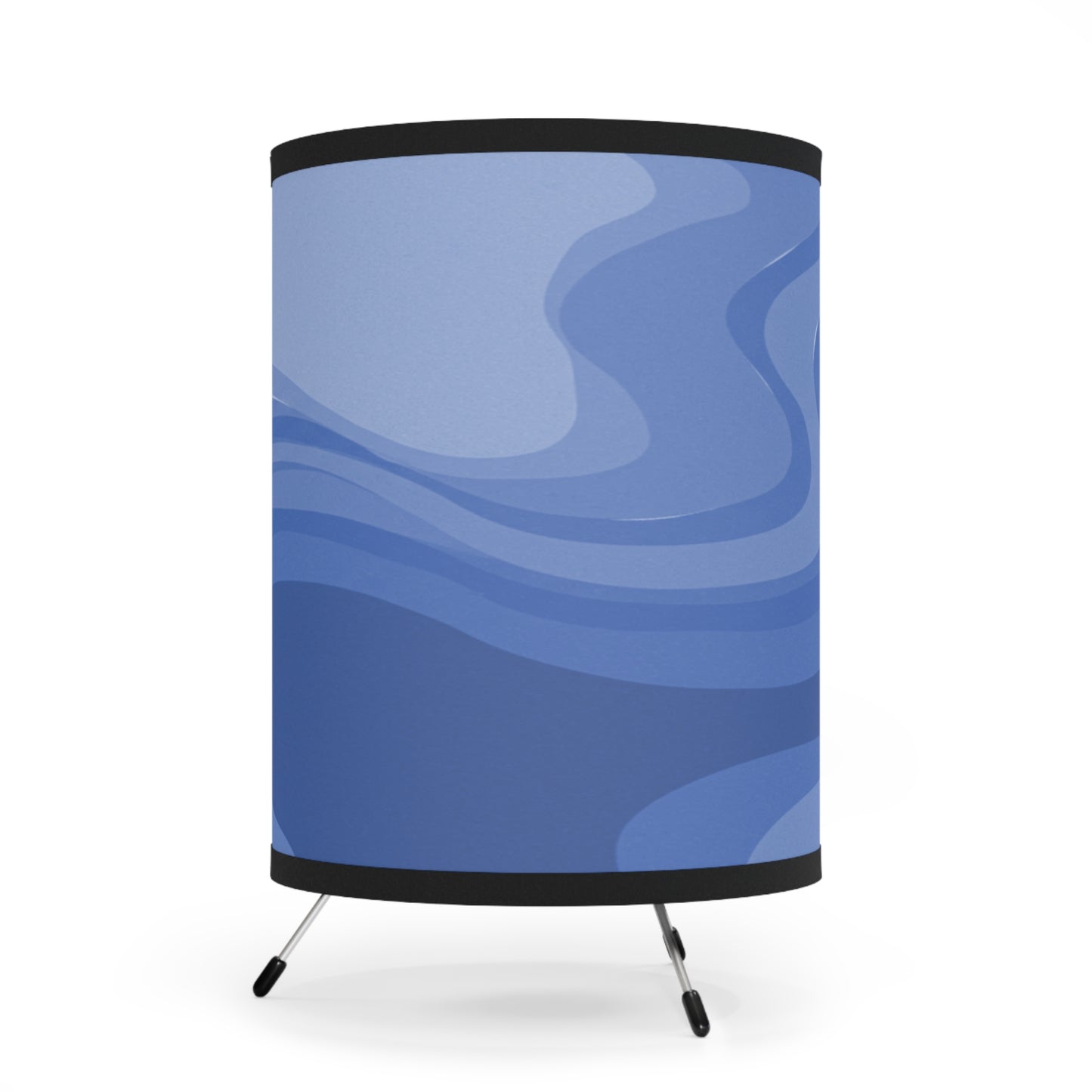 Deep Blue Wavey Tripod Lamp with High-Res Printed Shade, US\CA plug