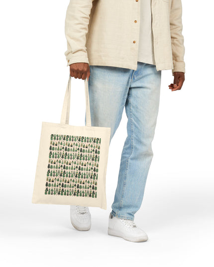 Mini Vintage Green Trees Cotton Canvas Tote Bag
