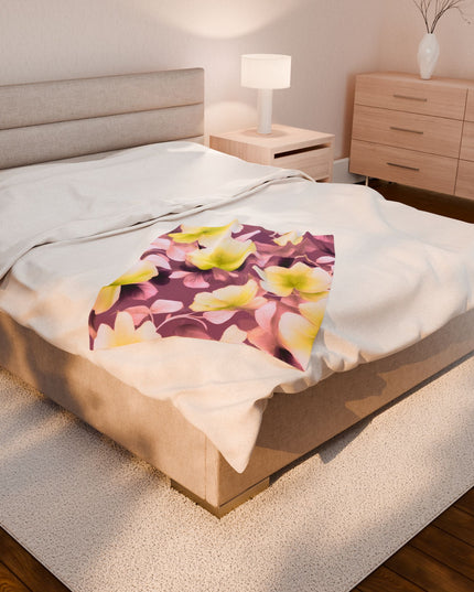 Lemon Blossom Floral Bunch Velveteen Plush Blanket, 30" x 40"