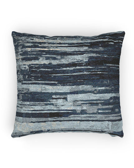 Striped Deep Blue Woven Pillow, 17" x 18"