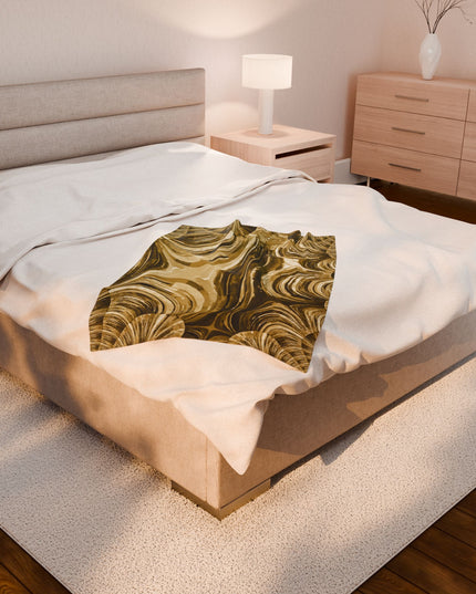 Uzi Spiral Light Brown Velveteen Plush Blanket, 30" x 40"