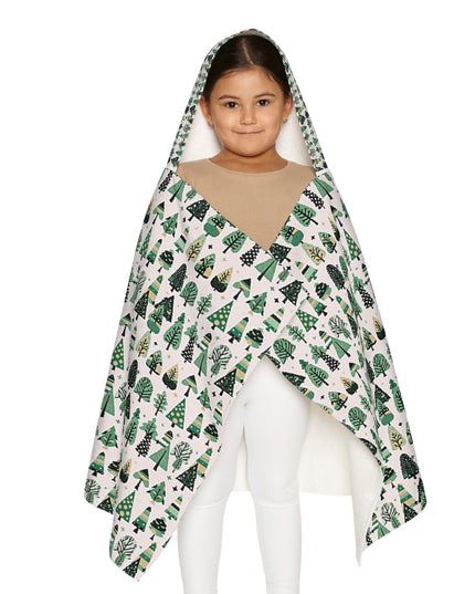 Mini Vintage Green Trees Youth Hooded Towel, 24" x 48"