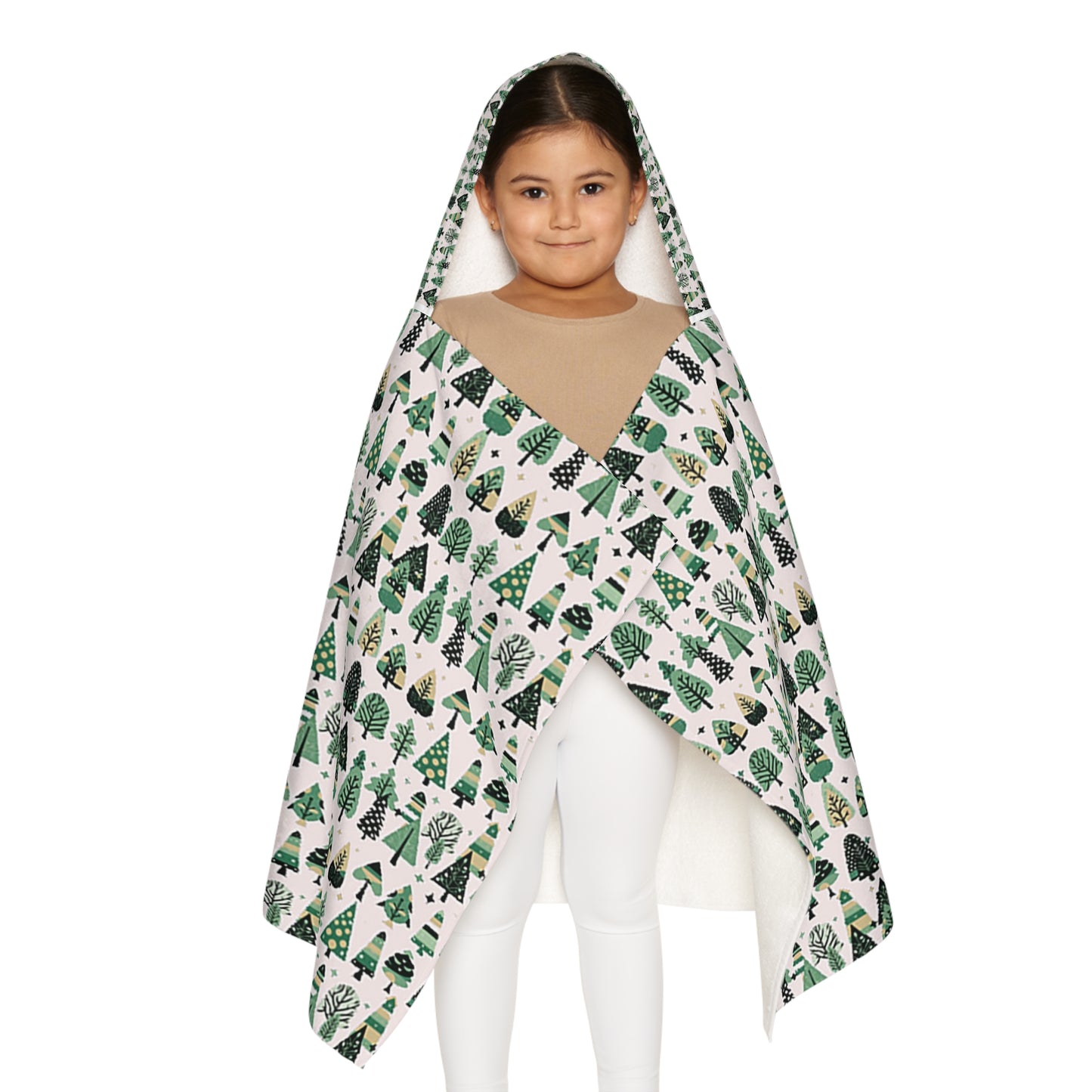 Mini Vintage Green Trees Youth Hooded Towel, 24" x 48"