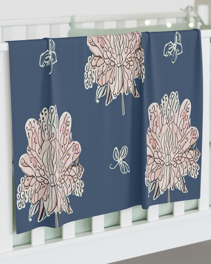 Rose White Floral Butterflies Baby Swaddle 30″×40″ Blanket