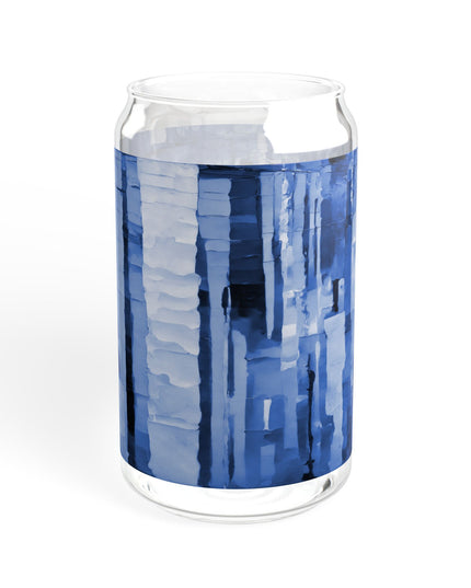 Striped Deep Blue Sipper Glass, 16oz
