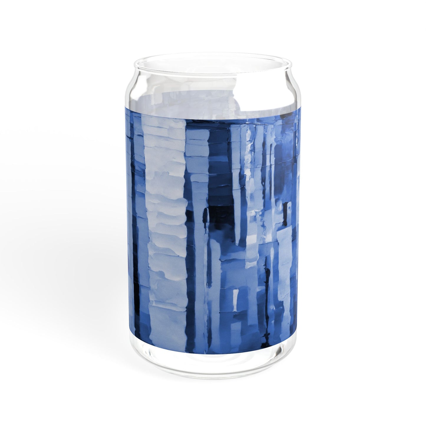 Striped Deep Blue Sipper Glass, 16oz