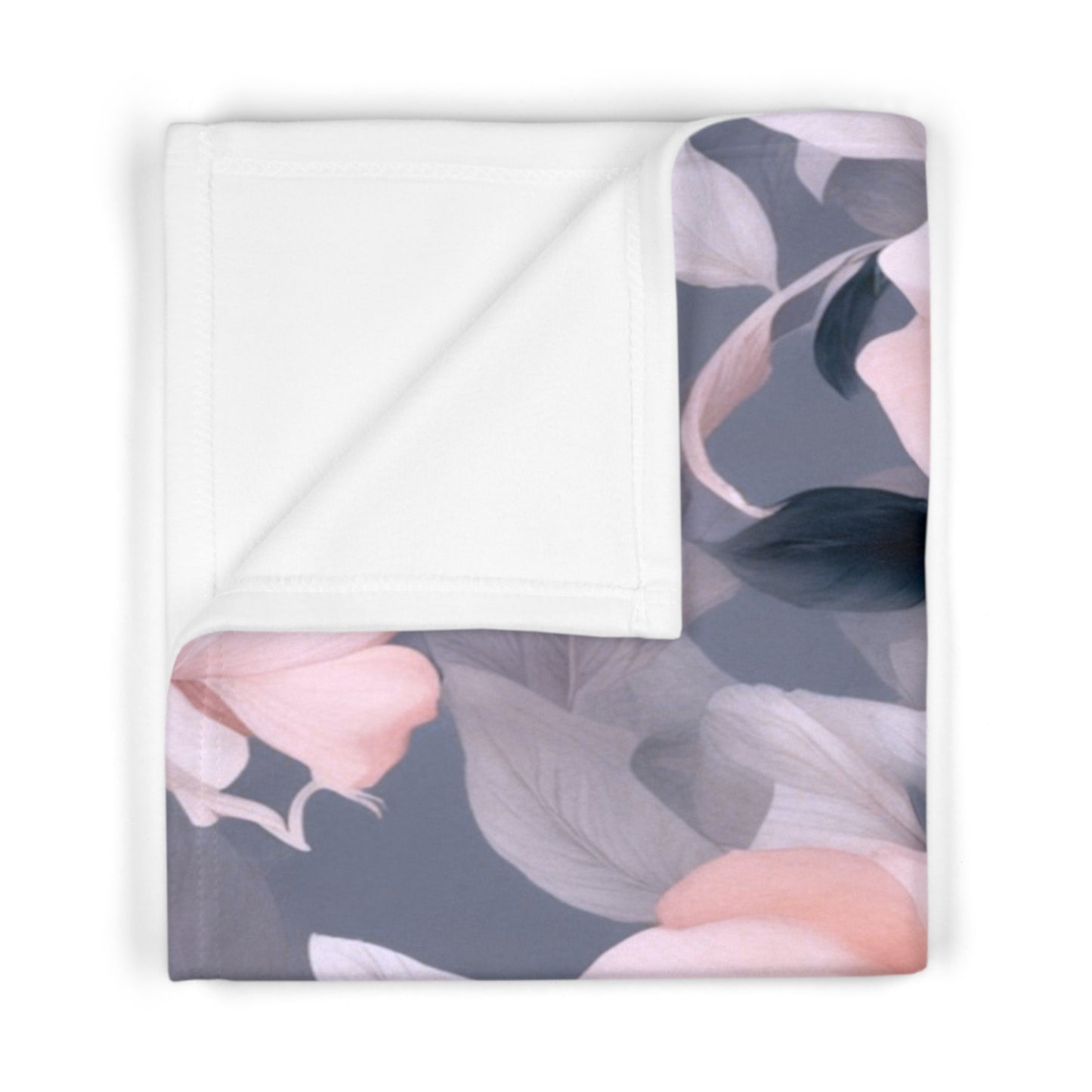 Peach and Blue Gray Floral Bunch Soft Fleece Baby Blanket, 30" x 40"