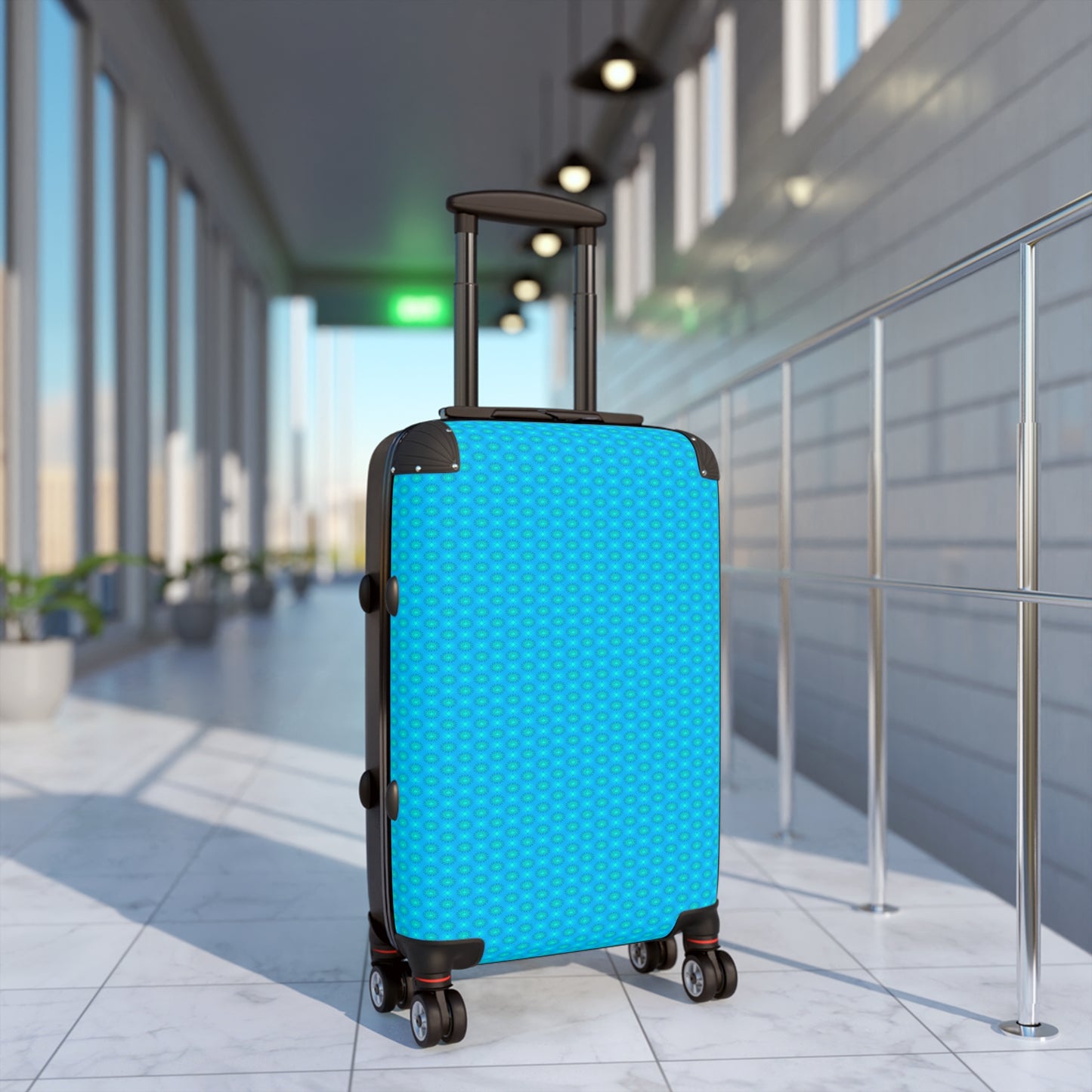 Light Blue Star-crossed Bodies Small Suitcase with built in lock, 4 double-wheels, telescopic handle, and ABS back hard-shell