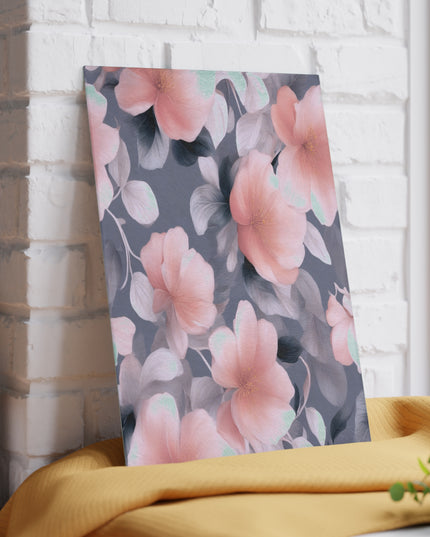 Peach and Blue Gray Floral Bunch Glass Cutting Board, 8" x 11"