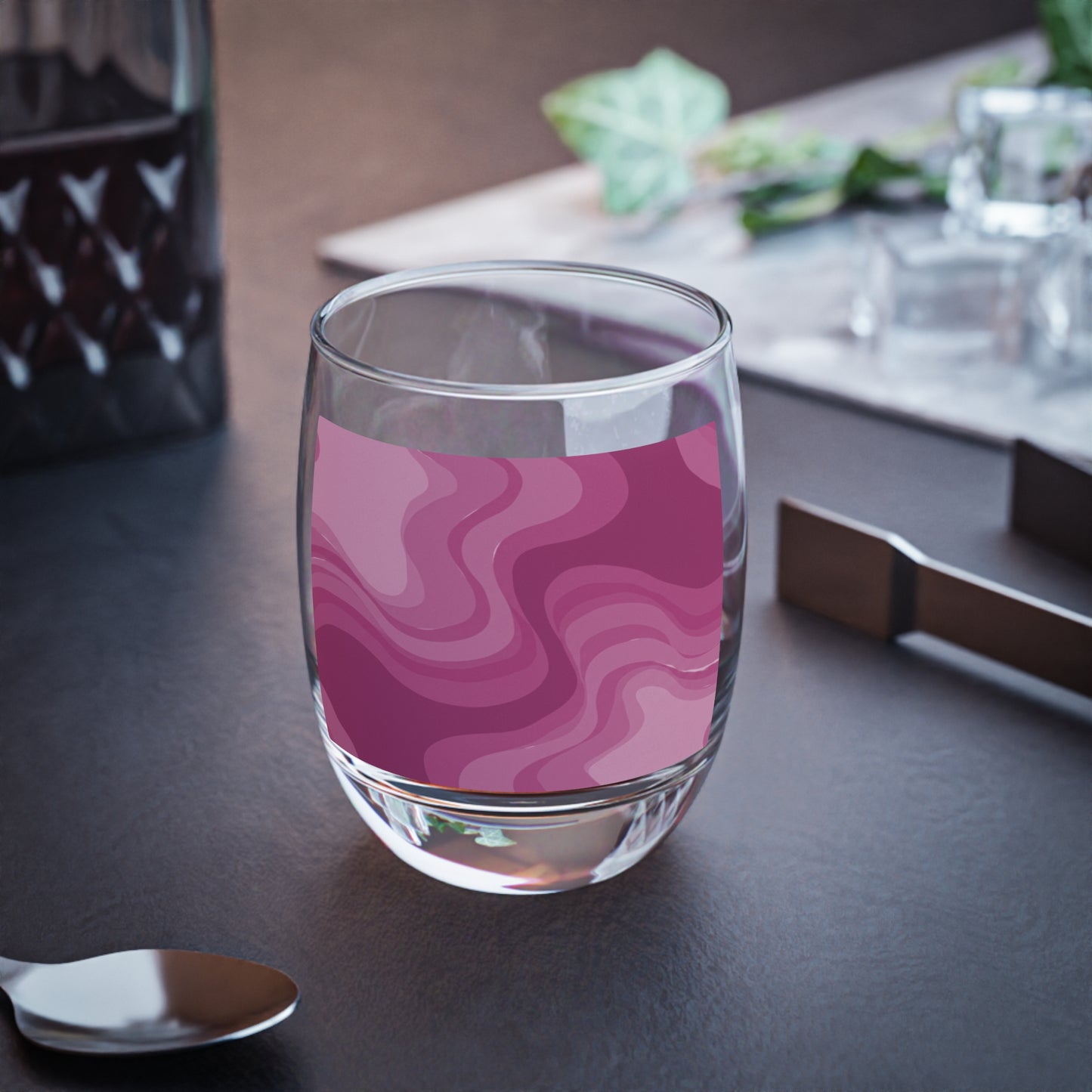 Pinky Mauve Wavey Whiskey Glass, 6 oz