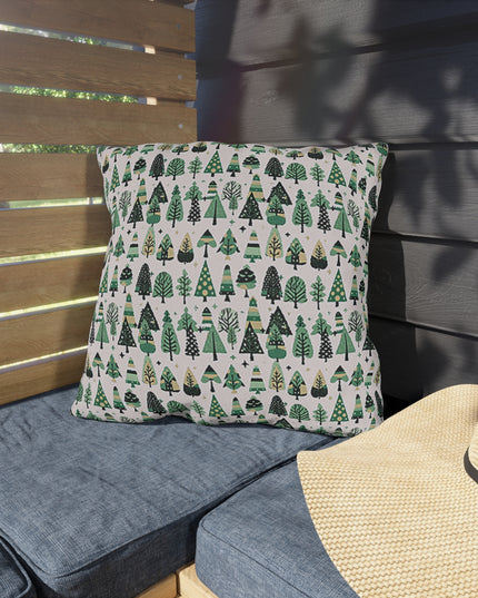 Mini Vintage Green Trees 18" x 18" Outdoor Pillow