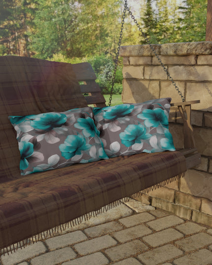 Tif Green Gray Floral Bunch Outdoor Pillow, 20" x 14"