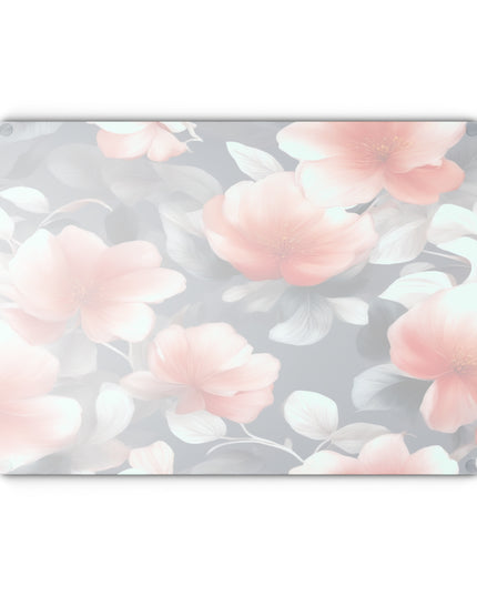 Red Blossom Floral Bunch Glass Cutting Board, 11" x 15"
