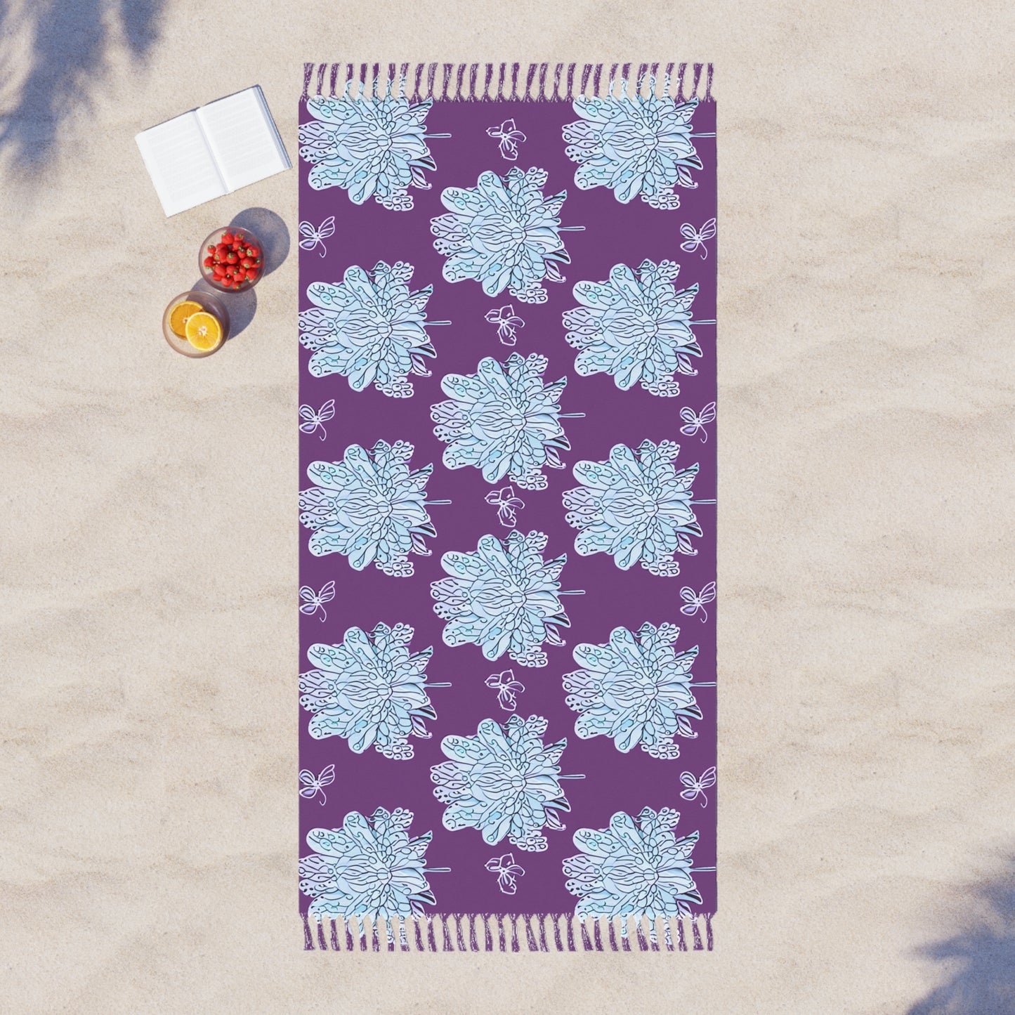 Copy of Blue Floral Butterflies 38" × 81" Boho Beach Cloth