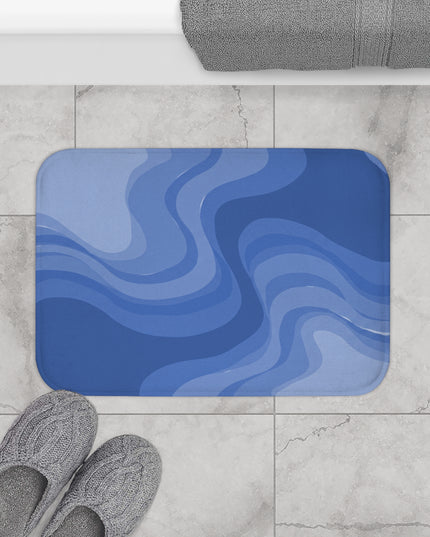 Deep Blue Wavey 24" x 17" Bath Mat