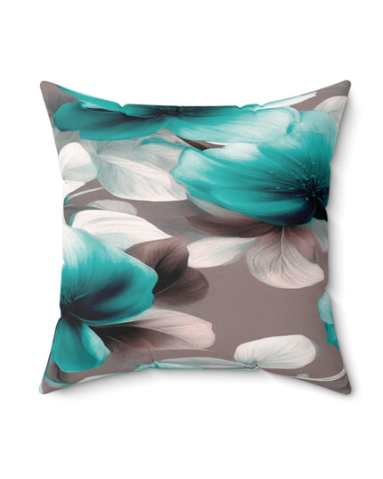 Tif Green Gray Floral Bunch Faux Suede Square Pillow, 18" x 18"