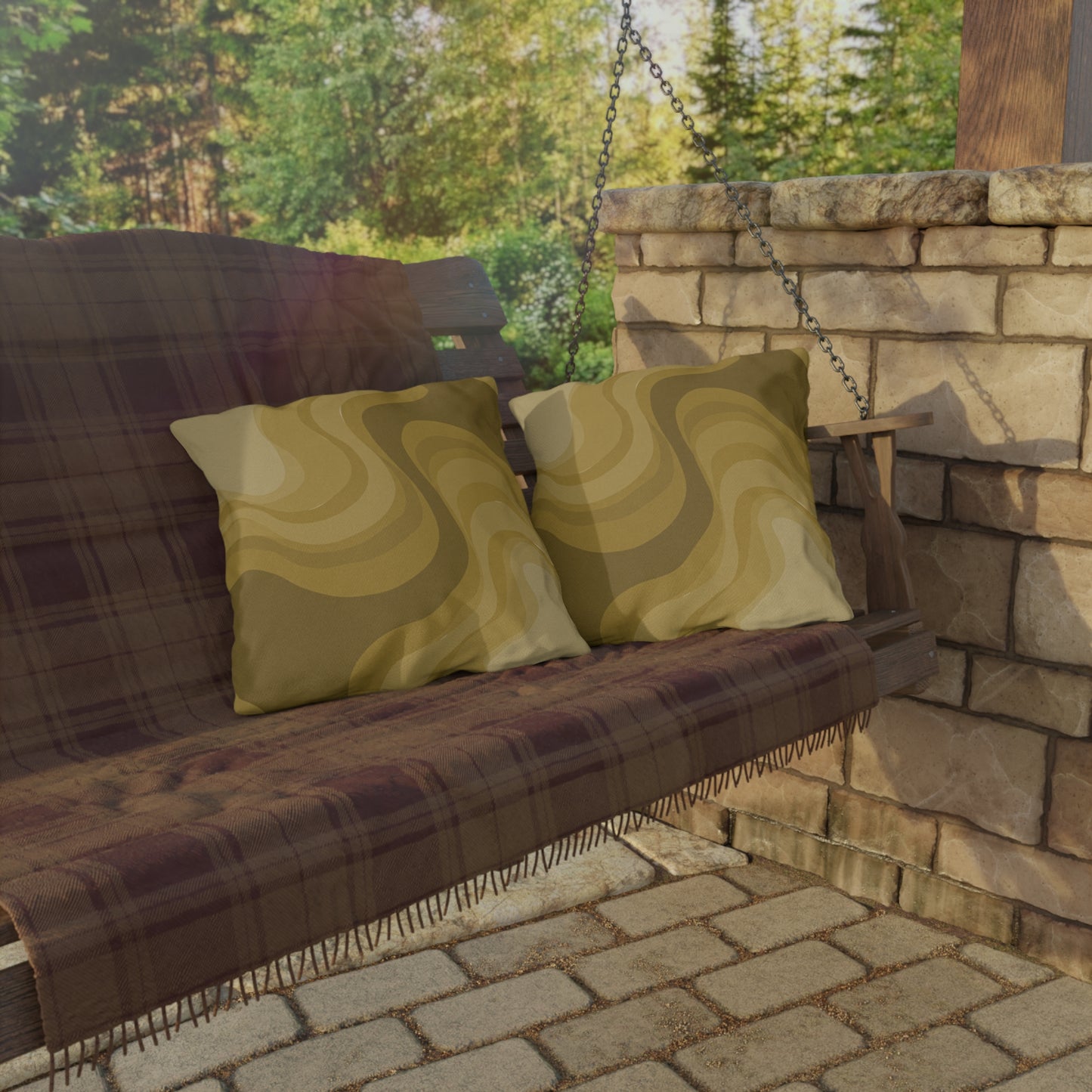 Brown Wavey 18" x 18" Outdoor Pillow