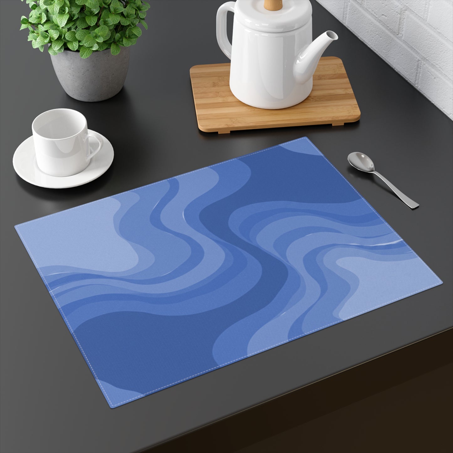 Deep Blue Wavey Placemat, 1 pc