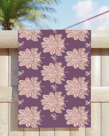 Pink Floral Butterflies Beach Towel, 24" x 44"