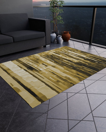 Striped Light Brown Outdoor Rug, 60" x 84"