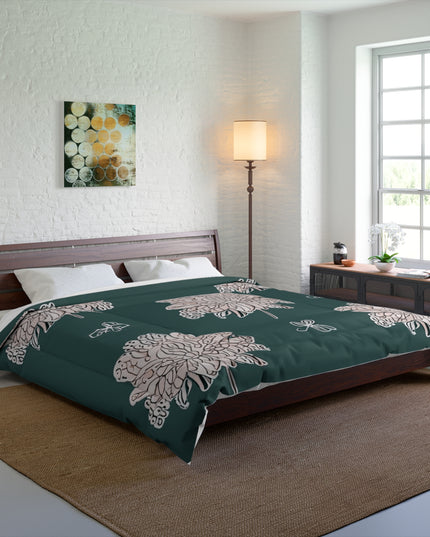 Soft White Floral Butterflies 104" × 88" Comforter