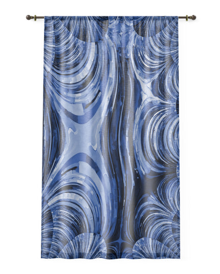 Uzi Spiral Deep Blue Sheer Window Curtain, 50" x 84", partially transparent