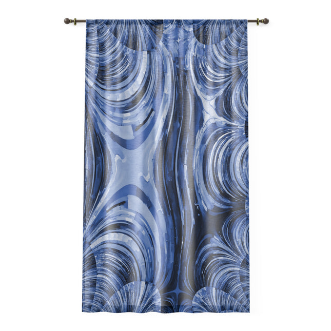 Uzi Spiral Deep Blue Sheer Window Curtain, 50" x 84", partially transparent