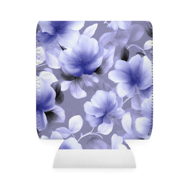 Indigo Blossom Floral Bunch 12 oz Can Cooler Sleeve