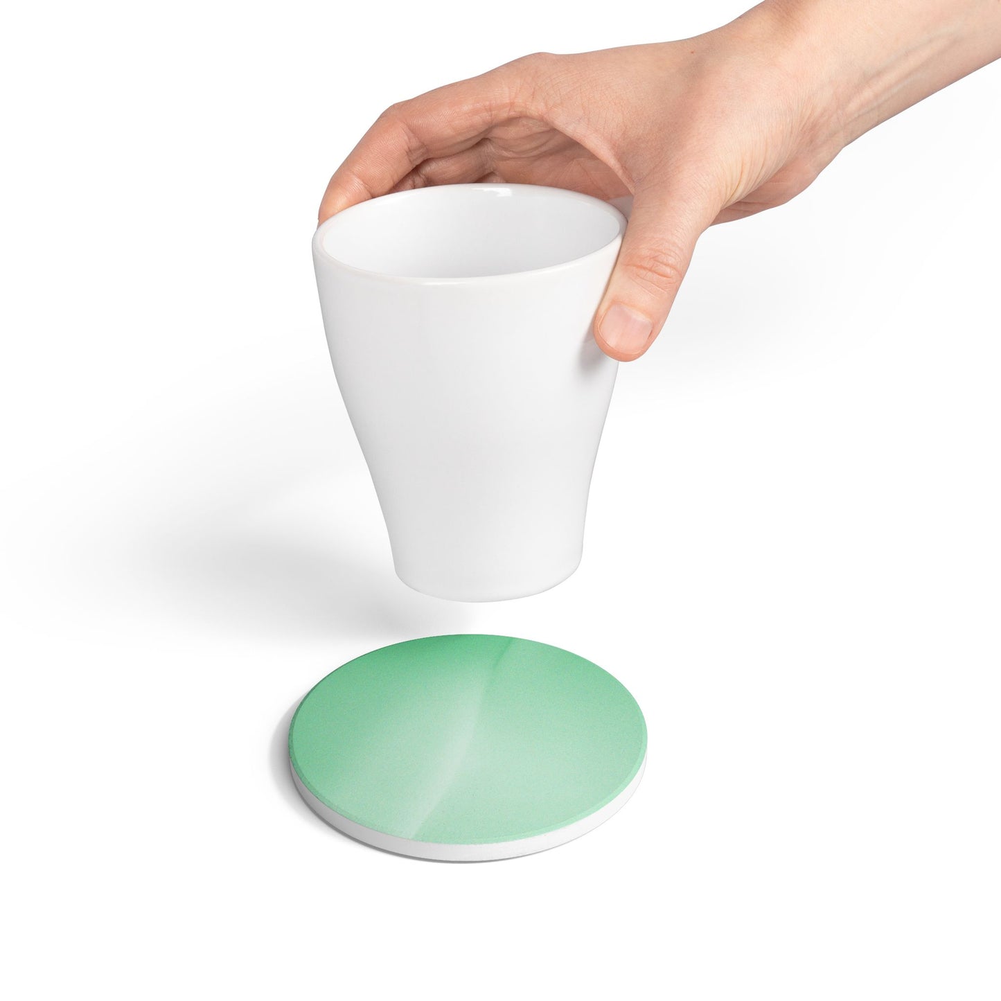 Mint Fade 4" x 4" Round Ceramic Coaster