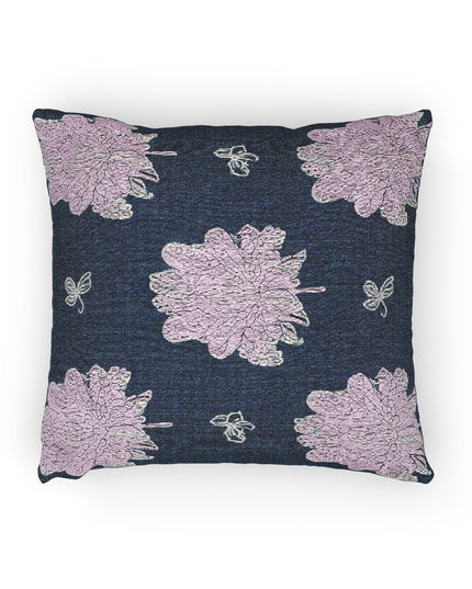 Purple White Floral Butterflies Woven Pillow, 17" x 18"