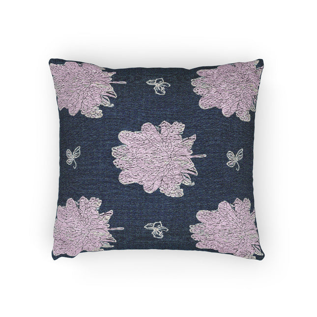 Purple White Floral Butterflies Woven Pillow, 17" x 18"