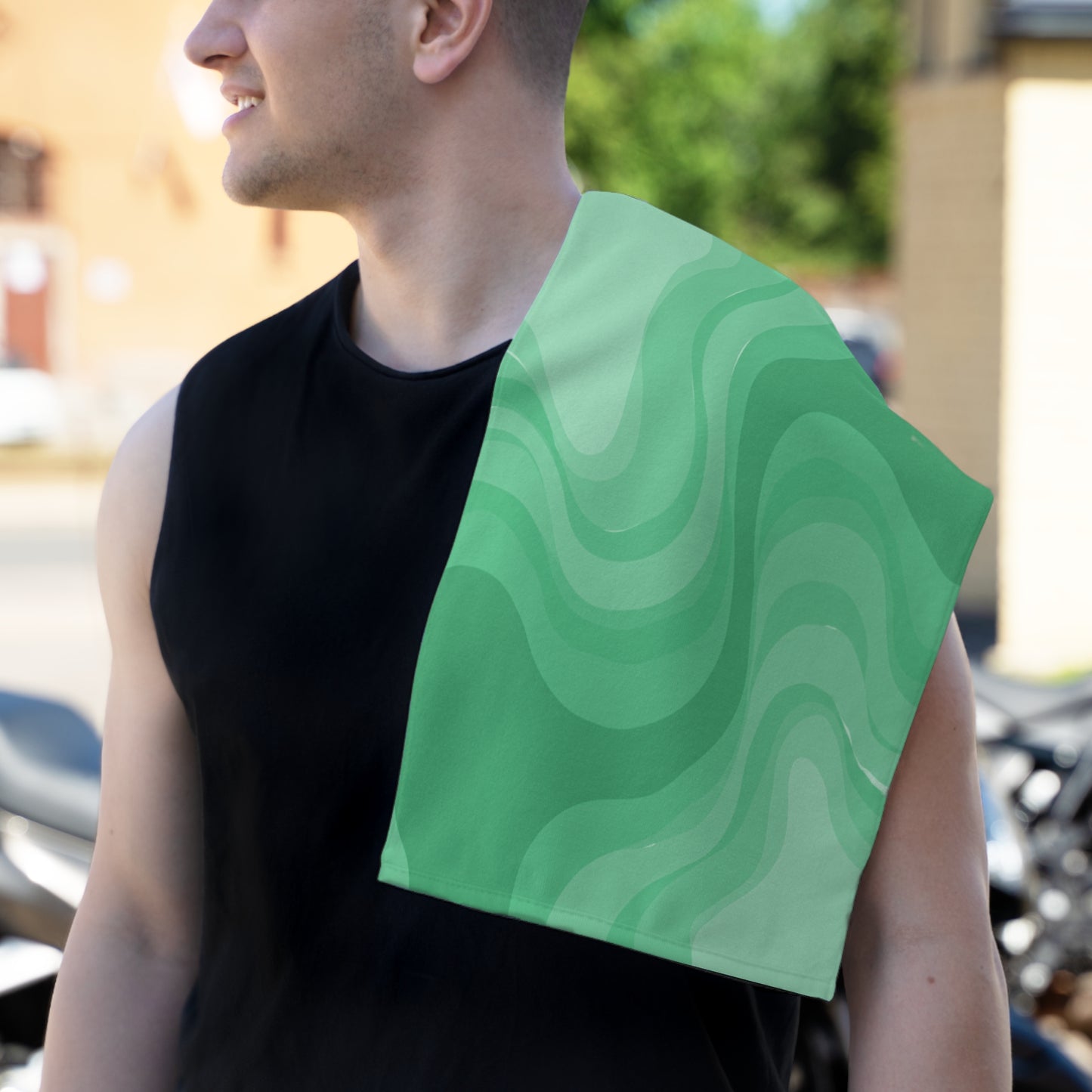 Mint Green Wavey Rally Towel, 11" x 18"