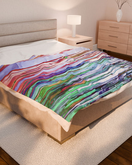 Striped Pastels Velveteen Plush Blanket, 60" x 80"