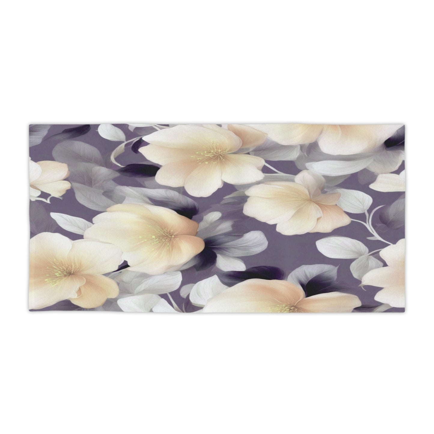 White Blush Floral Bunch Beach Towel, 30" x 60"