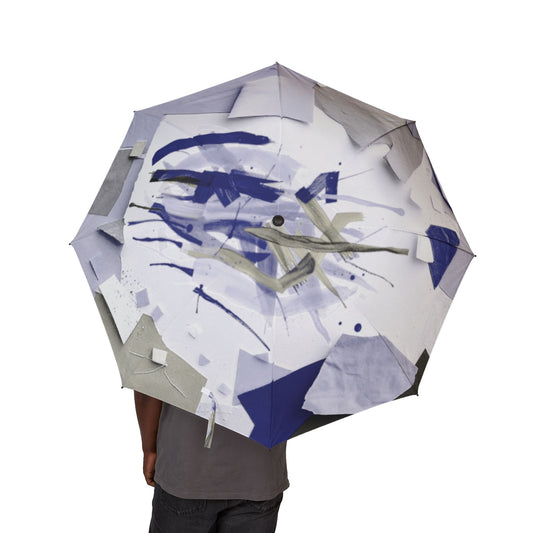 Sheer Blue Gray Paper Paint Foldable Umbrella - Compact & Chic